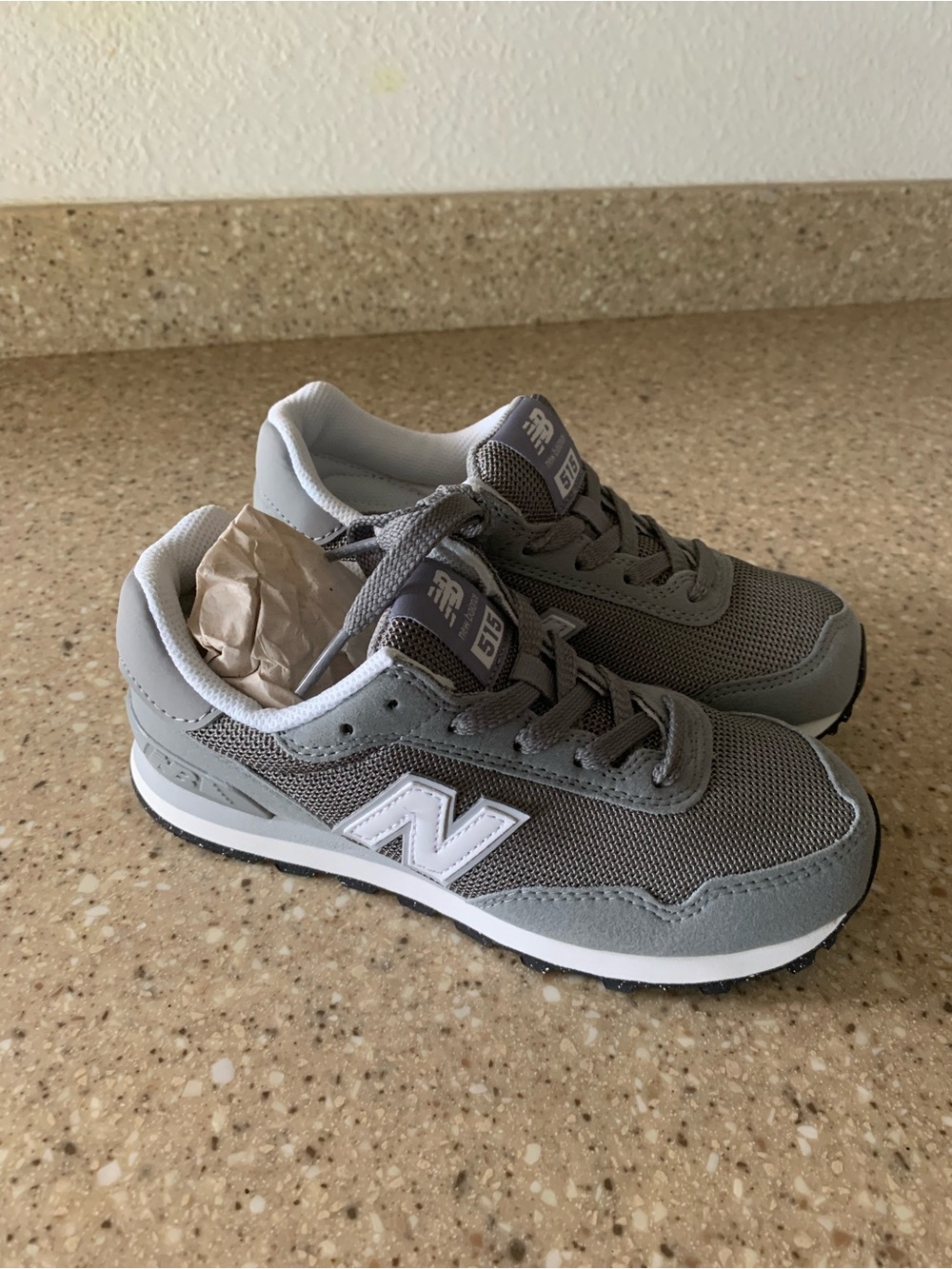 New Balance Gray and White Kids' 515 Sneakers